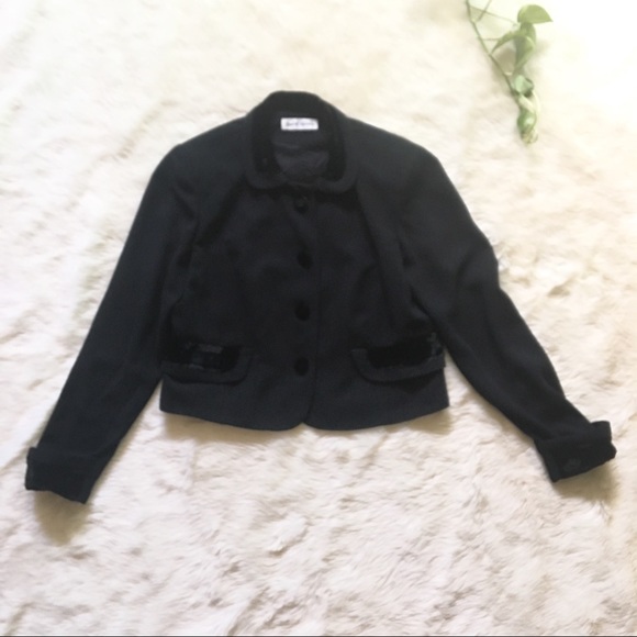 80s Crushed Velvet Round Collar Crop Blazer - Picture 6 of 6